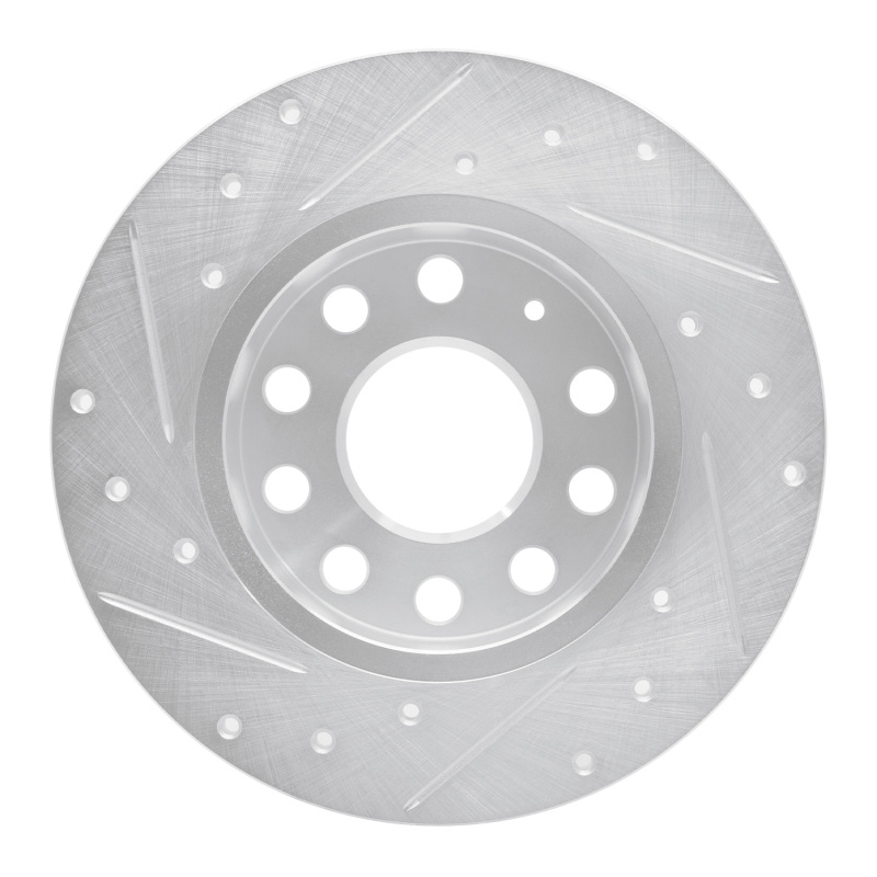 Audi A3 Brake Rotor (1) - Rear Right - R1 Concepts - Drilled & Slotted - Silver - `05-`13